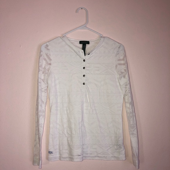 Lauren Jeans Ralph Lauren White Long Sleeve Top XS - Picture 3 of 6